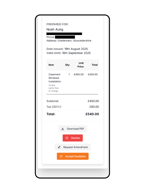 Customer Review & Accept
