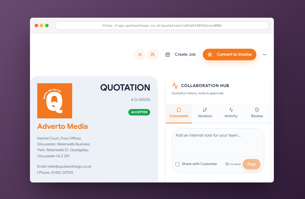 Convert Accepted Quotes with a Single Click